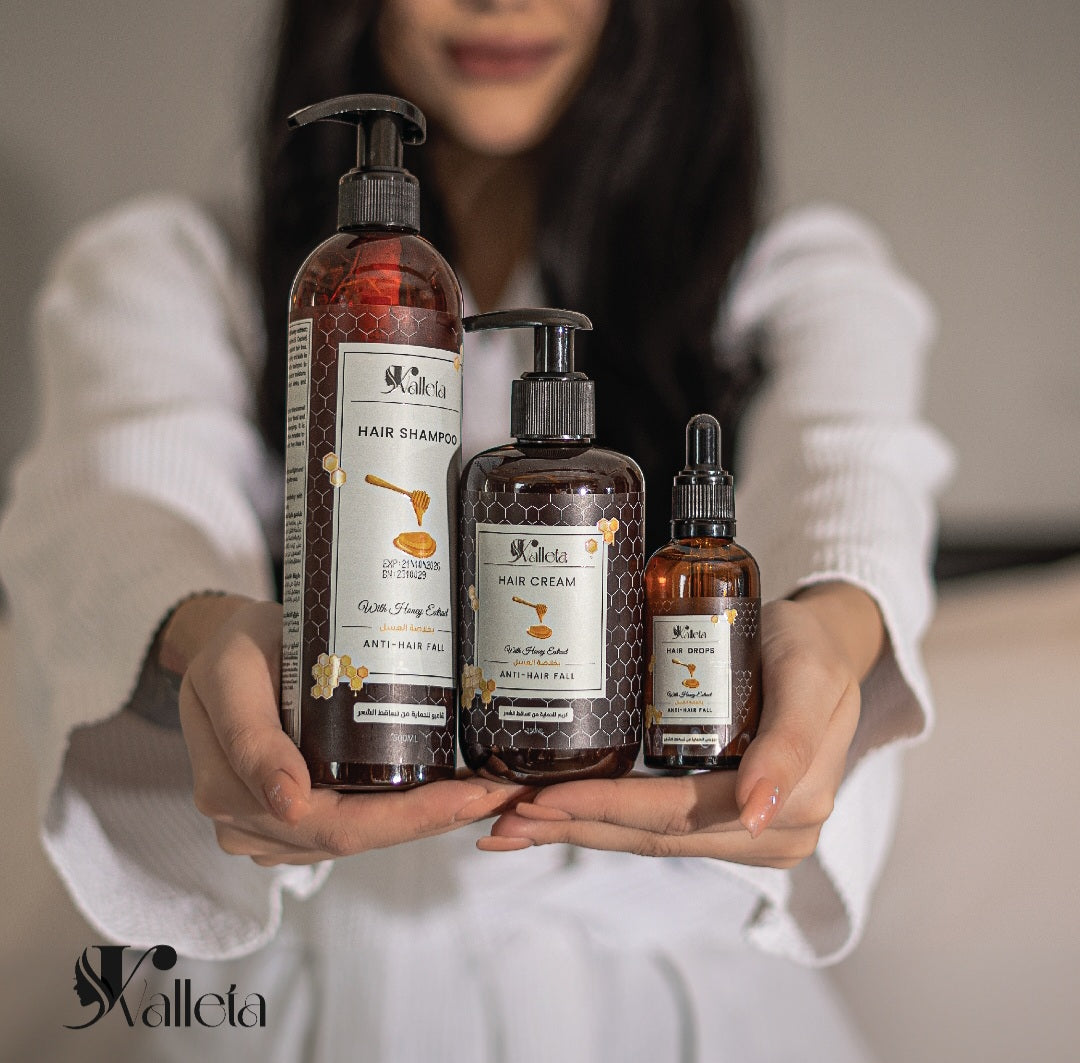 Honey Hair Care Set بكج العسل لعلاج تساقط الشعر ( ثلاث قطع + هدية) - valletacare