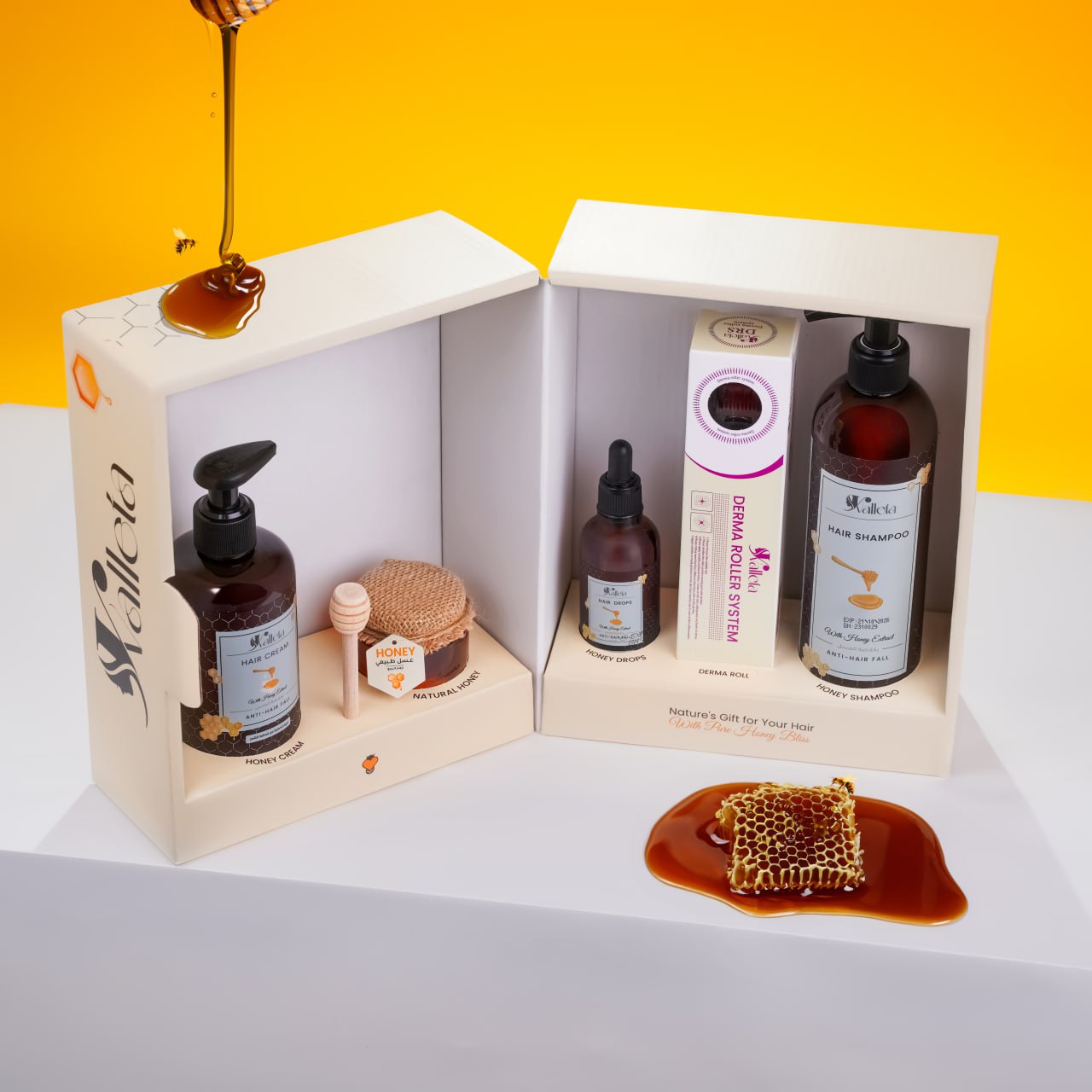 Honey Hair Care Set بكج العسل لعلاج تساقط الشعر ( أربع قطع + هدية) - valletacare