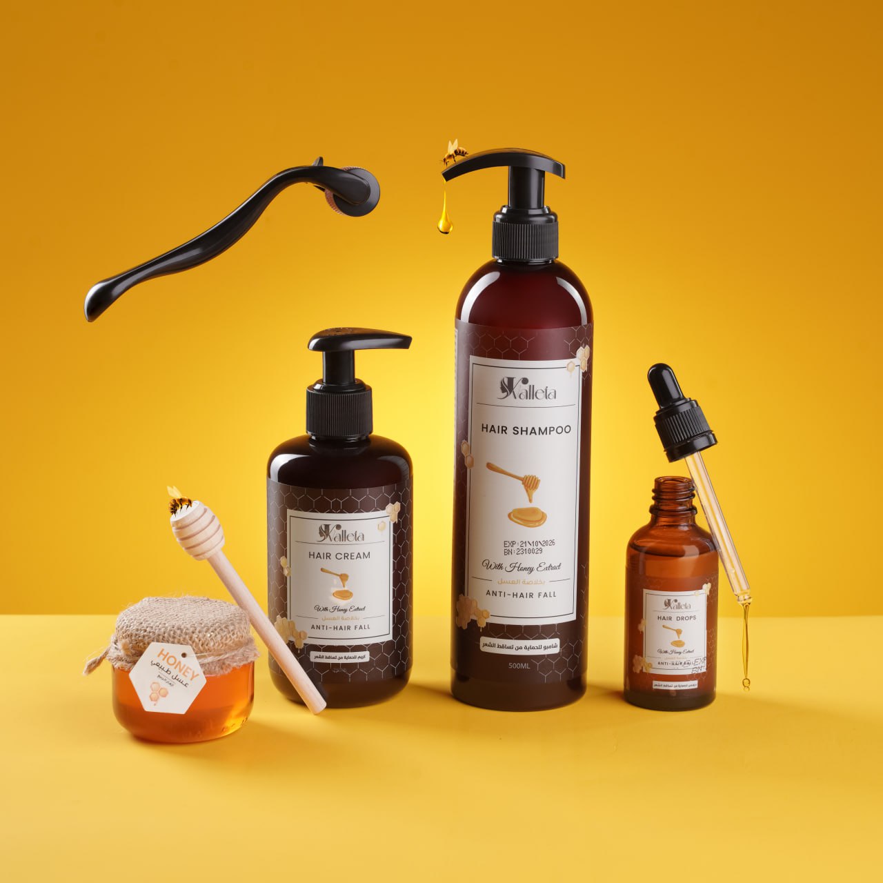 Honey Hair Care Set بكج العسل لعلاج تساقط الشعر ( أربع قطع + هدية) - valletacare